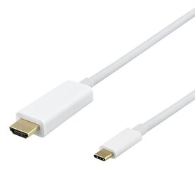 Кабель Deltaco USB-C - HDMI, 4K UHD, 3m, белый, USBC-HDMI1031-K цена и информация | Кабели и провода | 220.lv