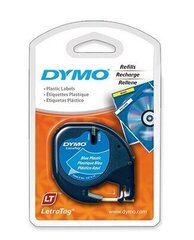 DYMO LetraTag Plastic Tape 12mm x 4m   black on blue (S0721600) - цена и информация | Аксессуары для принтера | 220.lv