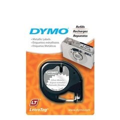 DYMO LetraTag Plastikāta Lente12mm x 4m black on metallic (S0721710) - cena un informācija | Piederumi printerim | 220.lv