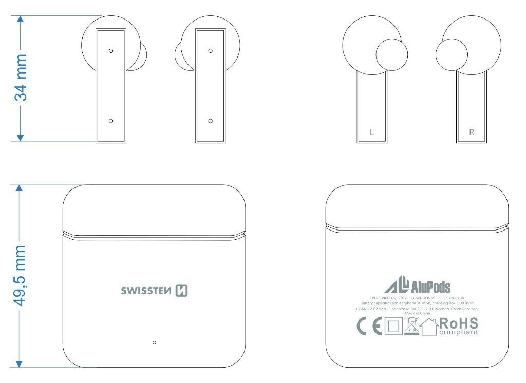 Swissten ALUPODS PRO TWS Bluetooth Stereo Austiņas ar Mikrofonu цена и информация | Austiņas | 220.lv
