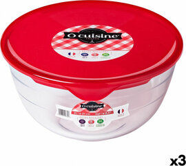 Круглая коробочка для завтраков с крышкой Ô Cuisine Prep & Store Красный 2 L 22 x 22 x 11 cm Cтекло (3 штук) цена и информация | Посуда для хранения еды | 220.lv