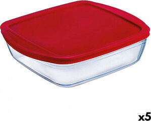 Квадратная коробочка для завтраков с крышкой Ô Cuisine Cook & Store 25 x 22 x 5 cm Красный 2,2 L Силикон Cтекло (5 штук) цена и информация | Посуда для хранения еды | 220.lv