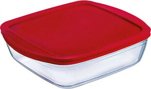 Kvadrātveida Pusdienu Kastīte ar Vāku Ô Cuisine Cook & Store 25 x 22 x 5 cm Sarkans 2,2 L Silikona Stikls (5 gb.) cena un informācija | Trauki pārtikas uzglabāšanai | 220.lv