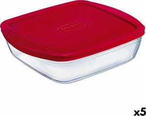 Taisnstūra Pusdienu kastīte ar Vāku Ô Cuisine Cook & Store Sarkans 2,5 L 28 x 20 x 8 cm Silikona Stikls (5 gb.) cena un informācija | Trauki pārtikas uzglabāšanai | 220.lv