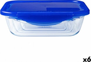 Герметичная коробочка для завтрака Pyrex Cook & Go 20,5 x 15,5 x 6 cm Синий 800 ml Cтекло (6 штук) цена и информация | Посуда для хранения еды | 220.lv