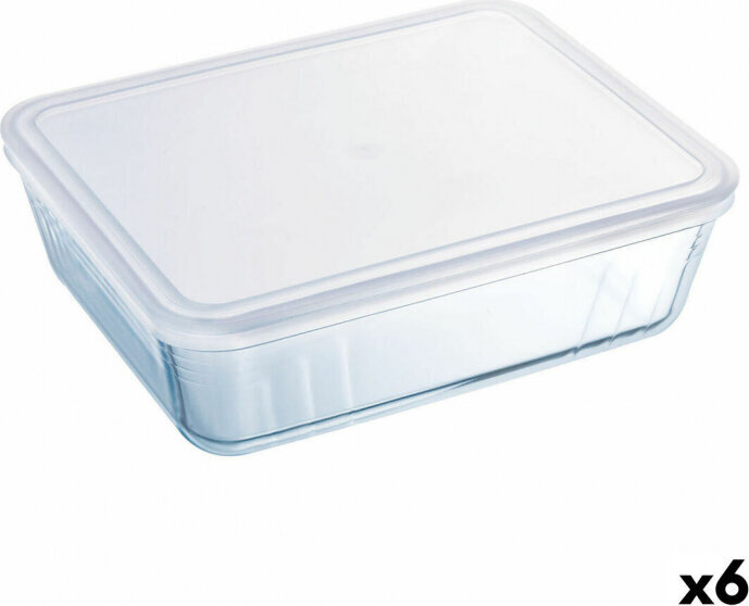 Taisnstūra Pusdienu kastīte ar Vāku Pyrex Cook & Freeze 22,5 x 17,5 x 6,5 cm 1,5 L Caurspīdīgs Silikona Stikls (6 gb.) cena un informācija | Trauki pārtikas uzglabāšanai | 220.lv