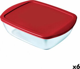 Прямоугольная коробочка для завтрака с крышкой Pyrex Cook & Store Прямоугольный 1 L Красный Cтекло (6 штук) цена и информация | Посуда для хранения еды | 220.lv