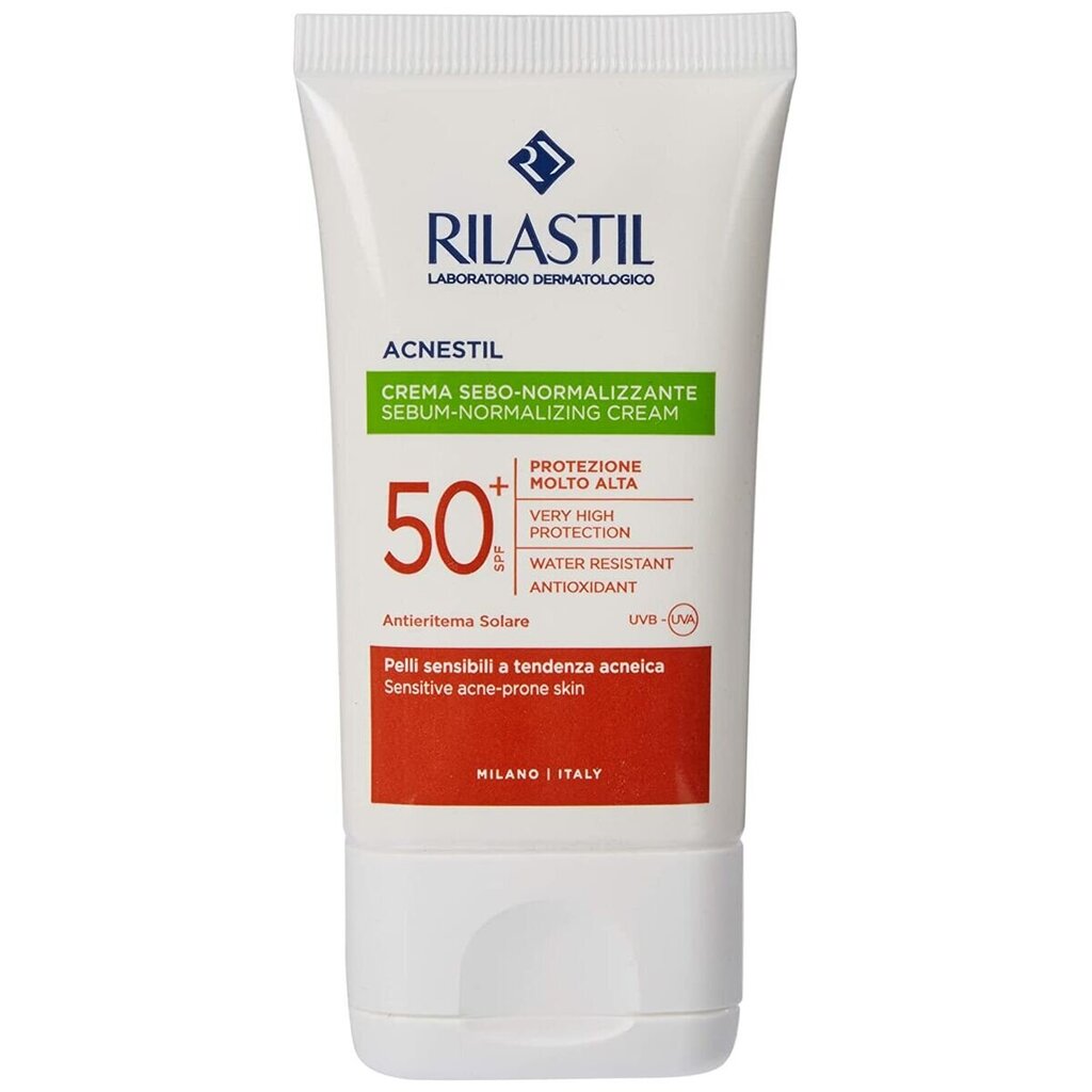 Saules aizsargkrēms sejai Rilastil Sun System Acnestil Spf 50, 40 ml cena un informācija | Sejas krēmi | 220.lv