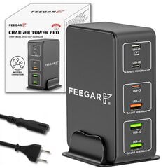 Зарядная станция Feegar Tower PRO 140 Вт USB 6-портовое настольное настенное зарядное устройство, портативное многопортовое зарядное устройство USB с 6 USB-A и USB-C PD PPS Quick Charge QC 3.0, совместимое с iPhone, Samsung Galaxy, планшетами и т. д. цена и информация | Зарядные устройства для телефонов | 220.lv