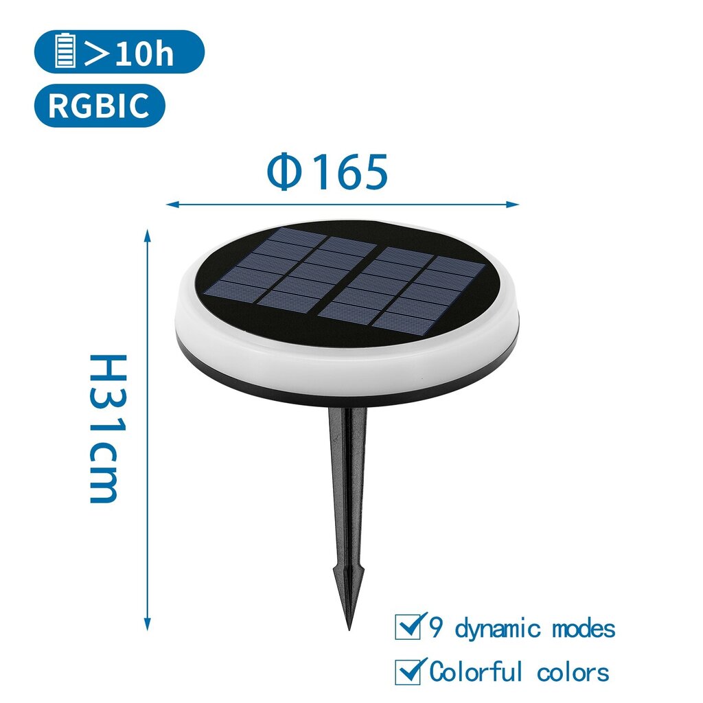 Āra gaismeklis ar saules baterijām LED, 0.6W, RGBIC daudzkrāsains ar krāsas maiņu, IP65, 218065 цена и информация | Āra apgaismojums | 220.lv