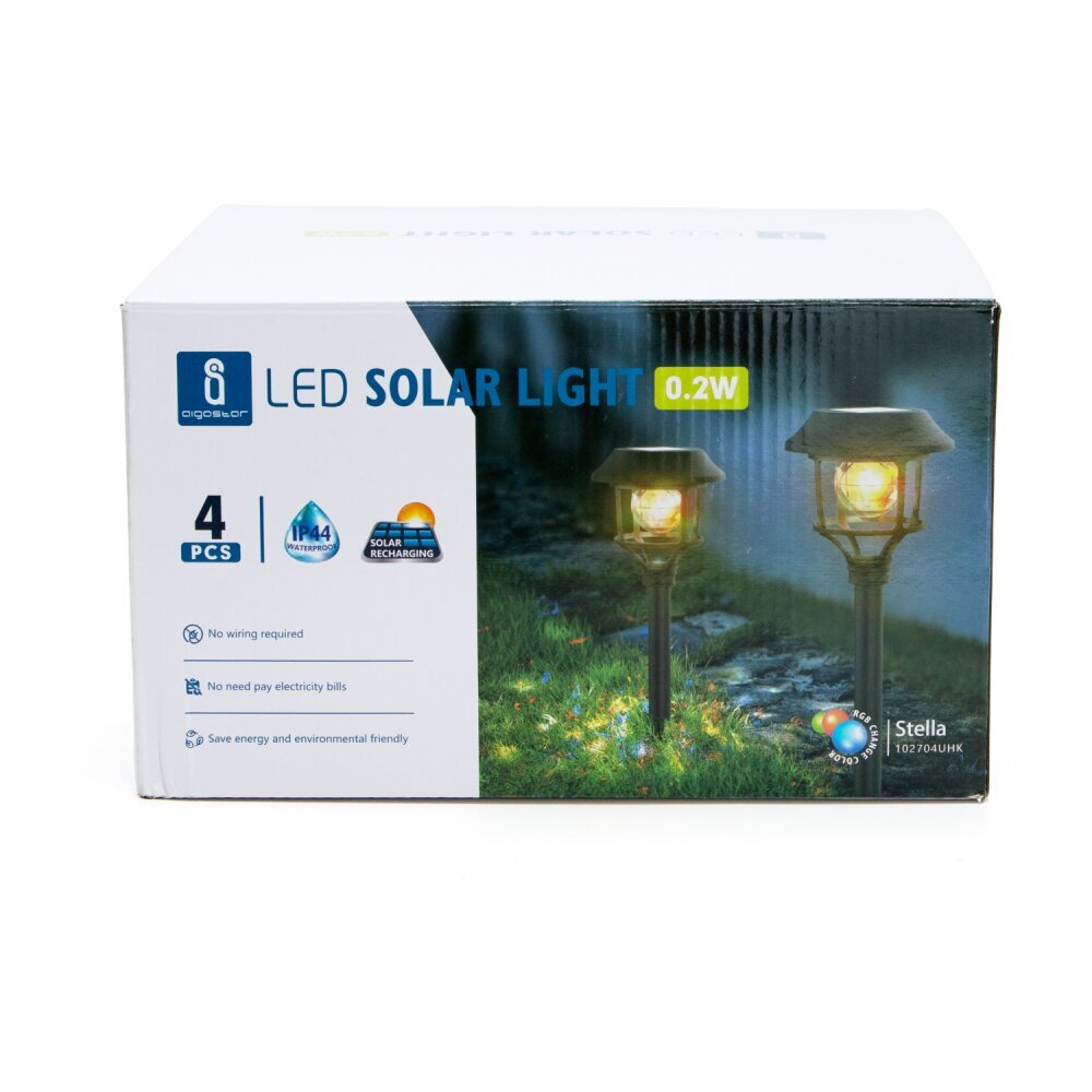 Āra gaismeklis ar saules baterijām LED, 0.2W, RGB, IP44, komplektā 4 gab., Stella 204952 cena un informācija | Āra apgaismojums | 220.lv