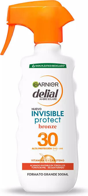 Izsmidzināms saules aizsardzības sprejs Garnier Invisible Protect Bronze Spray Spf30, 300 ml cena un informācija | Sauļošanās krēmi | 220.lv