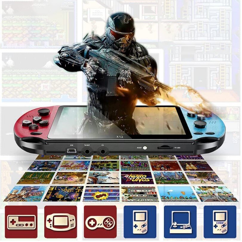 X12 HD 1000 spēļu Retro mini rokas konsole cena un informācija | Spēļu konsoles | 220.lv