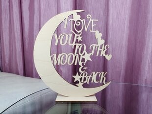 Izgrebts dekoratīvs mēnesis uz statīva ar uzrakstu “I love you to the moon & back” cena un informācija | Citas oriģinālas dāvanas | 220.lv