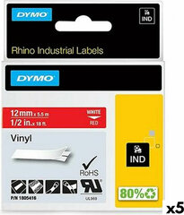 Dymo Laminēta lente iekārtu marķēšanai Rhino Dymo ID1-12 12 x 5,5 mm Sarkans Balts Vinila Pašlīpoši materiāli (5 gb.) cena un informācija | Kancelejas preces | 220.lv
