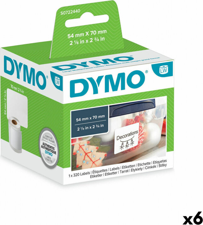 Dymo Sarakstu Birkas Dymo S0722440 54 x 70 mm LabelWriter™ Balts (6 gb.) cena un informācija | Kancelejas preces | 220.lv