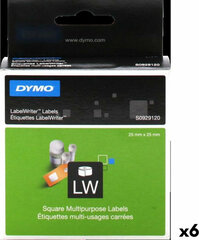 Dymo Lentes rullis Dymo LabelWriter 25 x 25 mm Balts Etiķetes (6 gb.) cena un informācija | Kancelejas preces | 220.lv