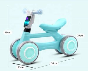 Līdzsvara velosipēds Aoli ar gaismas un mūzikas efektiem, zaļš цена и информация | Балансировочные велосипеды | 220.lv