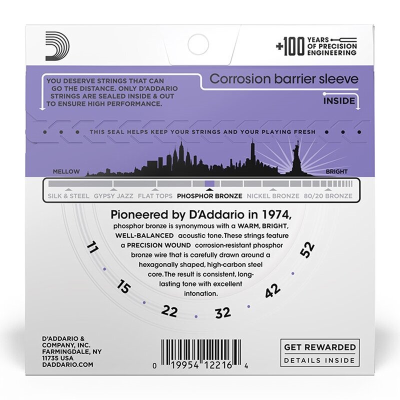 Stīgas akustiskajai ģitārai D'Addario EJ26 .011 цена и информация | Mūzikas instrumentu piederumi | 220.lv