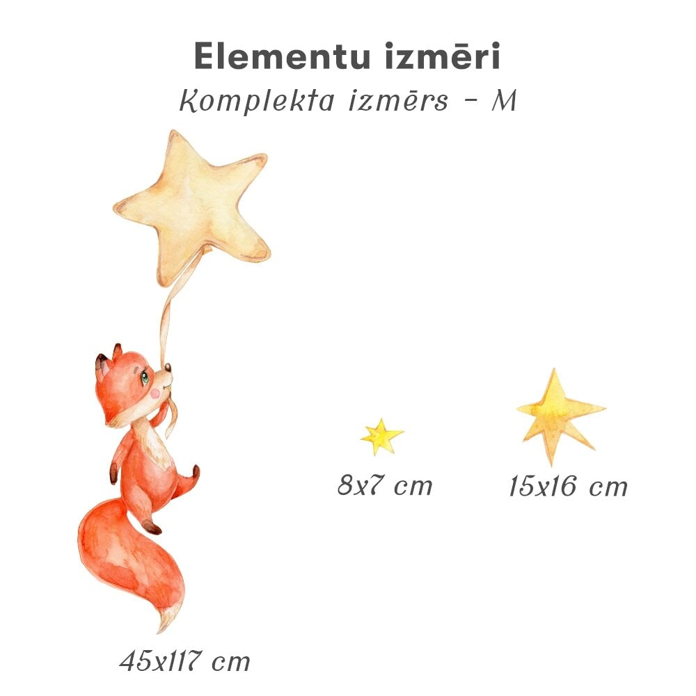 Bērnu interjera uzlīme Fox Cub with Stars цена и информация | Dekoratīvās uzlīmes | 220.lv