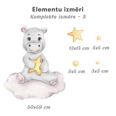 Bērnu interjera uzlīme Hippo Cub on the Cloud cena un informācija | Dekoratīvās uzlīmes | 220.lv