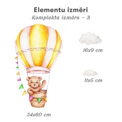 Bērnu interjera uzlīme Teddy Bear in Hot Air Balloon цена и информация | Декоративные наклейки | 220.lv