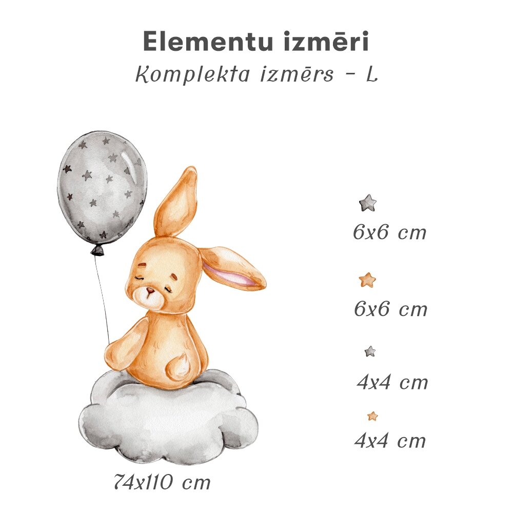 Bērnu interjera uzlīme Bunny with Balloon cena un informācija | Dekoratīvās uzlīmes | 220.lv