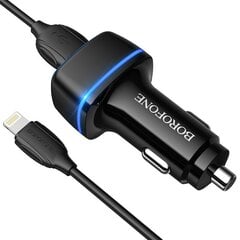 Borofone Car charger BZ14 Max - 2xUSB - 2,4A with USB to Micro USB cable black цена и информация | Зарядные устройства для телефонов | 220.lv