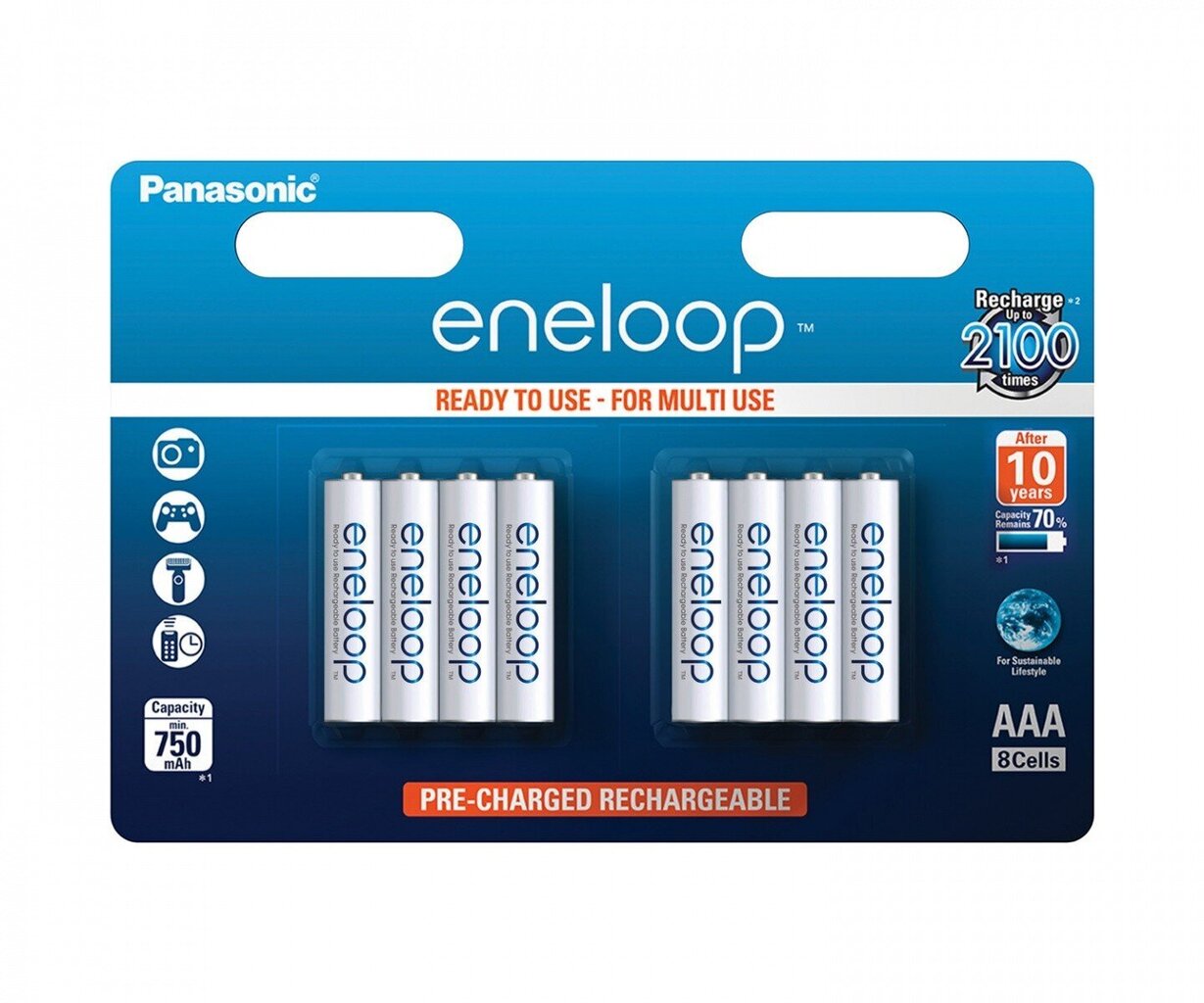 PANASONIC Baterijas Eneloop AAA 780 mAh 8 gab цена и информация | Baterijas | 220.lv