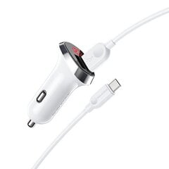 Borofone Car charger BZ15 Auspicious - 2xUSB - 2,4A with USB to MicroUSB cable white cena un informācija | Lādētāji un adapteri | 220.lv