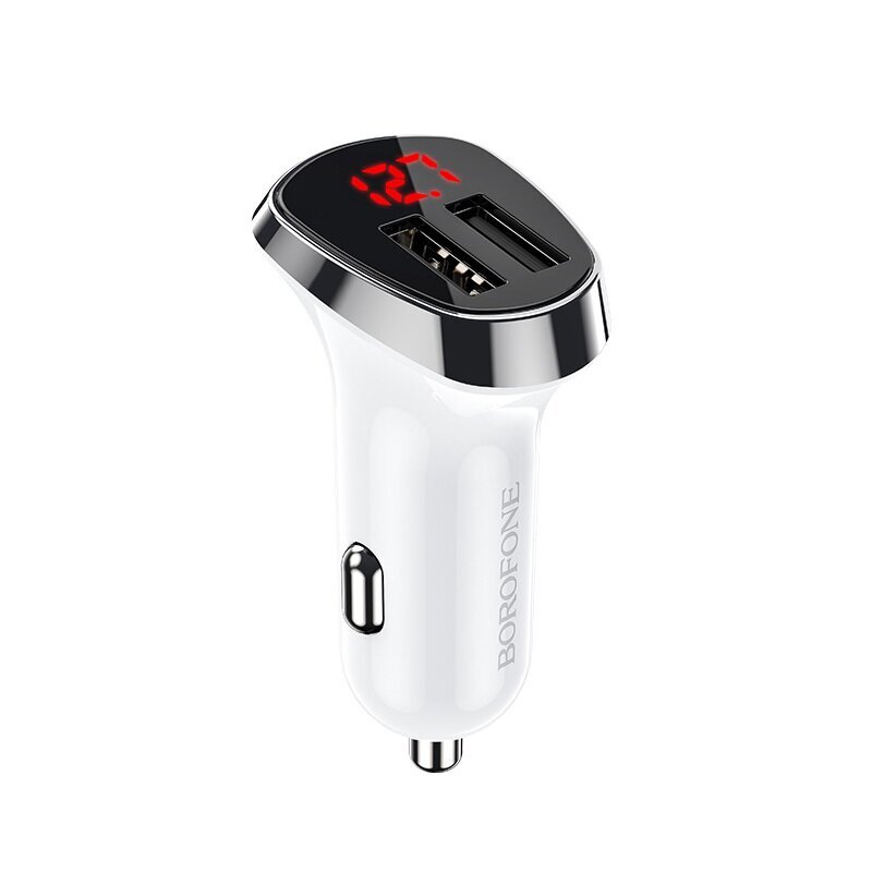 Borofone Car charger BZ15 Auspicious - 2xUSB - 2,4A with USB to MicroUSB cable white цена и информация | Lādētāji un adapteri | 220.lv