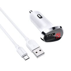 Borofone Car charger BZ15 Auspicious - 2xUSB - 2,4A with USB to MicroUSB cable white cena un informācija | Lādētāji un adapteri | 220.lv