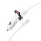 Borofone Car charger BZ15 Auspicious - 2xUSB - 2,4A with USB to Lightning cable white цена и информация | Lādētāji un adapteri | 220.lv