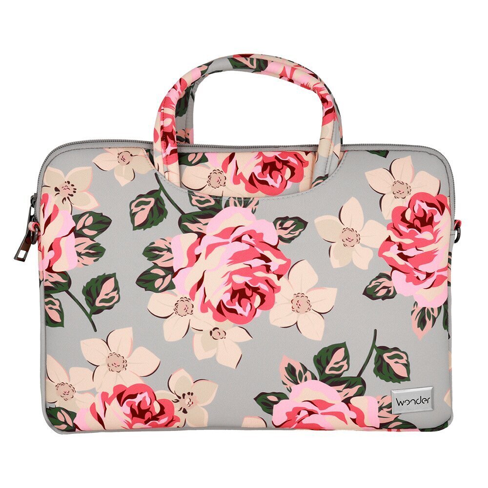 Wonder Briefcase Laptop 15-16 inches grey and roses POK042630 cena un informācija | Somas portatīvajiem datoriem | 220.lv