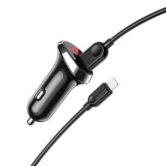 Borofone Car charger BZ15 Auspicious - 2xUSB - 2,4A with USB to Lightning cable black цена и информация | Зарядные устройства для телефонов | 220.lv