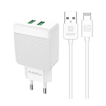 KAKU Wall charger KSC-371 Haoyi - 2xUSB - 12W 2,4A with USB to Lightning cable white цена и информация | Зарядные устройства для телефонов | 220.lv