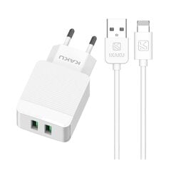 KAKU Wall charger KSC-371 Haoyi - 2xUSB - 12W 2,4A with USB to Lightning cable white cena un informācija | Lādētāji un adapteri | 220.lv