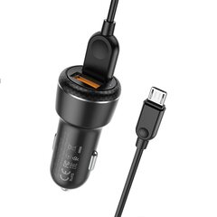 Borofone Car charger BZ17 Core - 2xUSB - QC 3.0 18W with USB to Micro USB cable black цена и информация | Зарядные устройства для телефонов | 220.lv