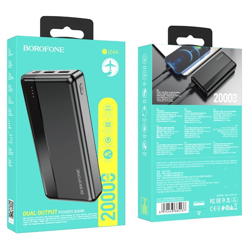 Borofone BJ24A 20000 mAh цена и информация | Lādētāji-akumulatori (Power bank) | 220.lv