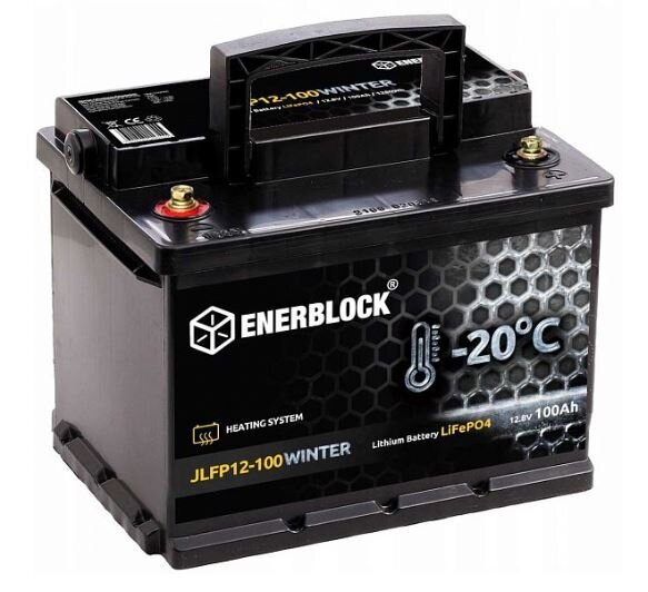 ENERBLOCK Litija ziemas akumulators LiFePO4 LFP 12V 100AH BMS 1280Wh cena un informācija | Akumulatori | 220.lv