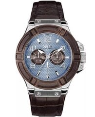 Vīriešu pulkstenis Guess Rigor Leather Blue cena un informācija | Vīriešu pulksteņi | 220.lv