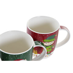 Кружка Mug DKD Home Decor Рождество Фарфор Красный Зеленый (350 ml) (4 штук) цена и информация | Стаканы, фужеры, кувшины | 220.lv