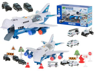 Transporter lidmašīna + 6 automašīnas policijas pusē / priekšā cena un informācija | Rotaļlietas zēniem | 220.lv