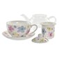 Tējkanna DKD Home Decor Цветы Stikls Porcelāns Daudzkrāsains (250 ml) (4 gb.) цена и информация | Glāzes, krūzes, karafes | 220.lv