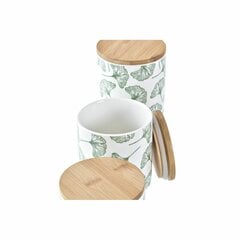 Набор из 3 банок DKD Home Decor Натуральный Белый Зеленый Бамбук Керамика Тропический 10 x 10 x 17 cm цена и информация | Посуда для хранения еды | 220.lv