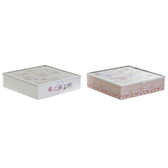 Коробочка для чая DKD Home Decor Металл Стеклянный Деревянный MDF (2 pcs) (24 x 24 x 6.5 cm) цена и информация | Посуда для хранения еды | 220.lv