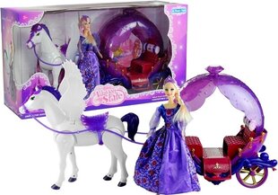 Кукла с каретой и лошадью, фиолетовый цена и информация | Игрушки для девочек | 220.lv