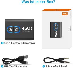 1Mii Bluetooth 5.2 2-in-1 Bluetooth raidītāja adapteris. cena un informācija | Adapteri un USB centrmezgli | 220.lv