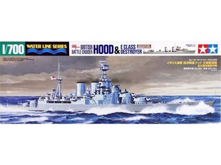 Сборная пластиковая модель Tamiya - Waterline Series British Battle Cruiser Hood & E Class Destroyer, 1/700, 31806 цена и информация | Конструкторы и кубики | 220.lv