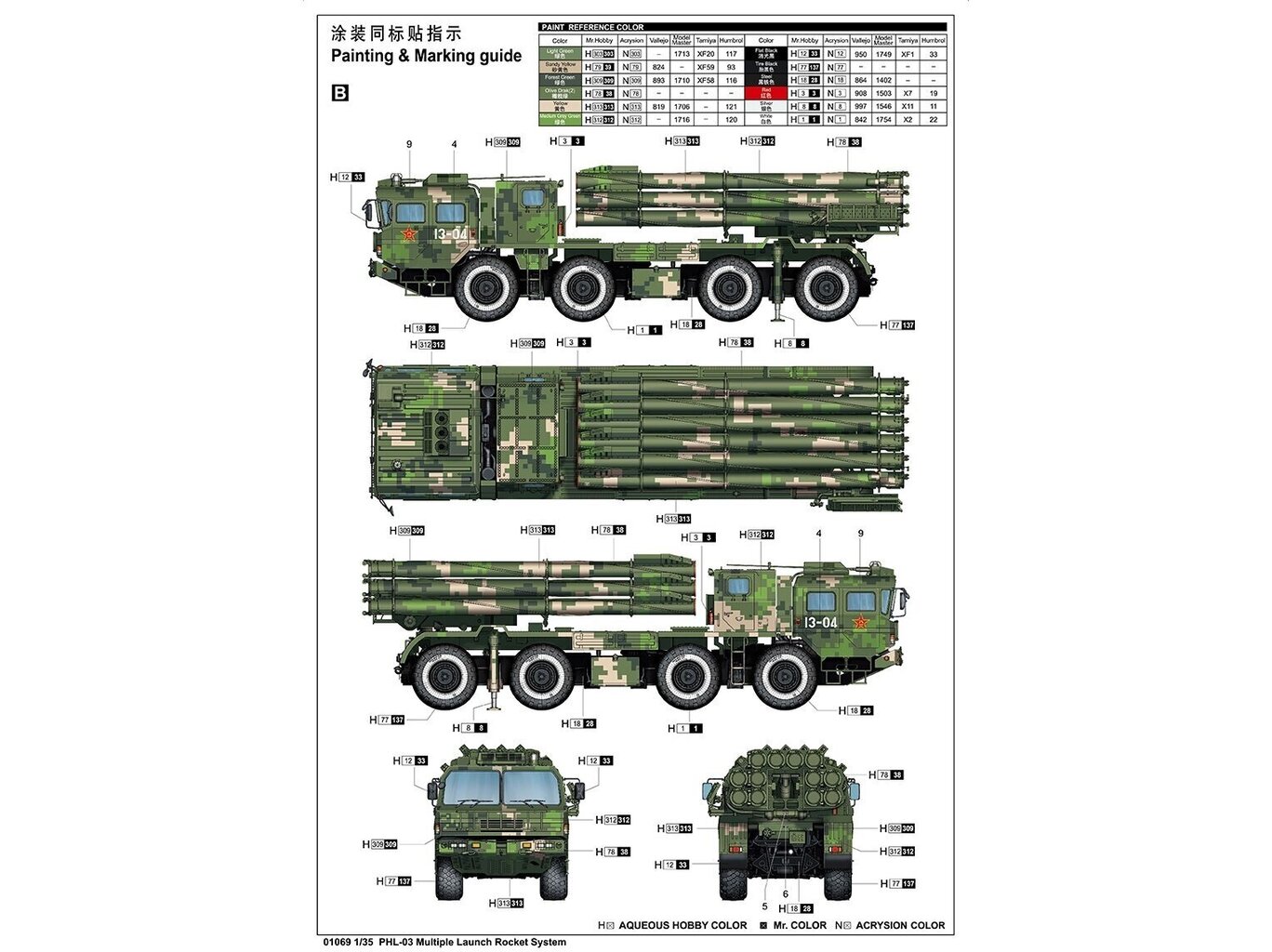 Konstruktors Trumpeter - PHL-03 Multiple Launch Rocket System, 1/35, 01069 cena un informācija | Konstruktori | 220.lv